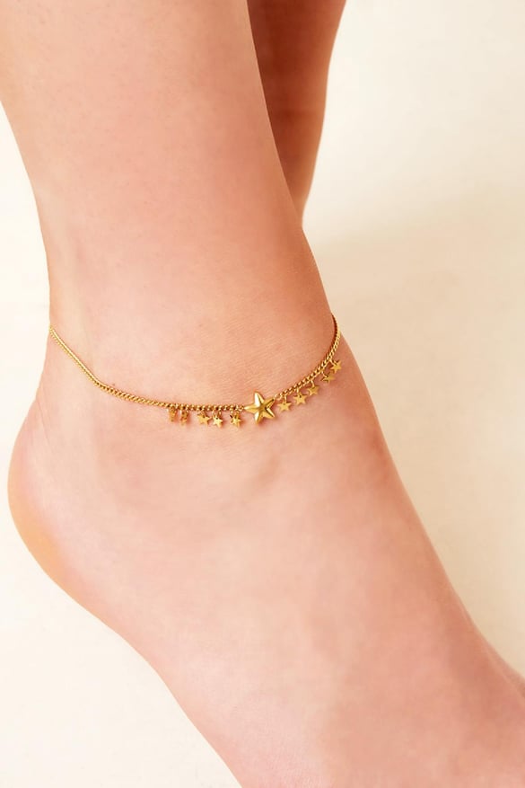 Fußkette große und kleine Sterne Edelstahl  2