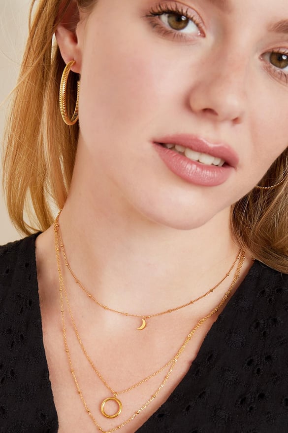 Paslanmaz çelik kolye Yarım Ay Gold Stainless Steel