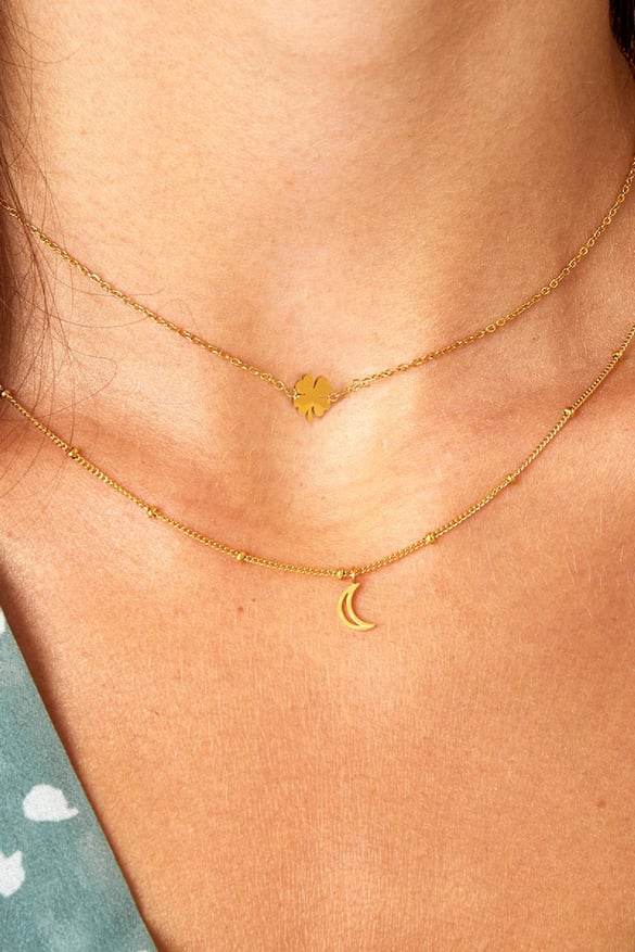 Minimalistic necklace open moon Silver Color Stainless Steel 2