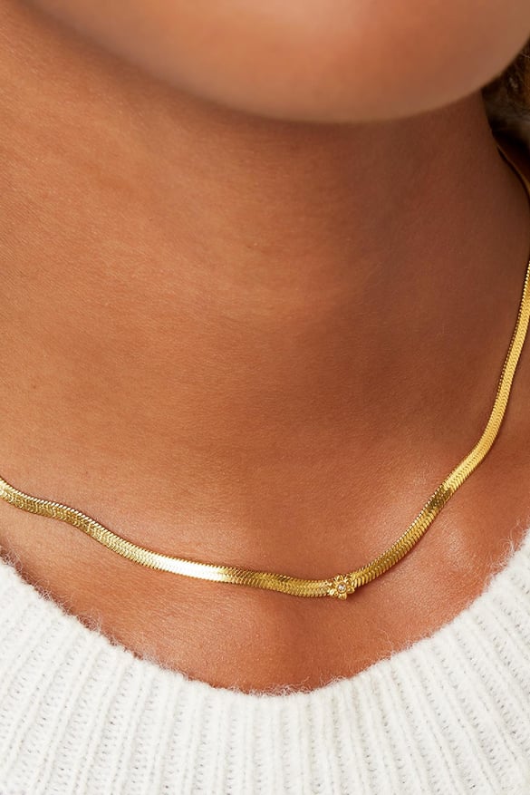 Küçük çiçekli paslanmaz çelik kolye Gold Stainless Steel