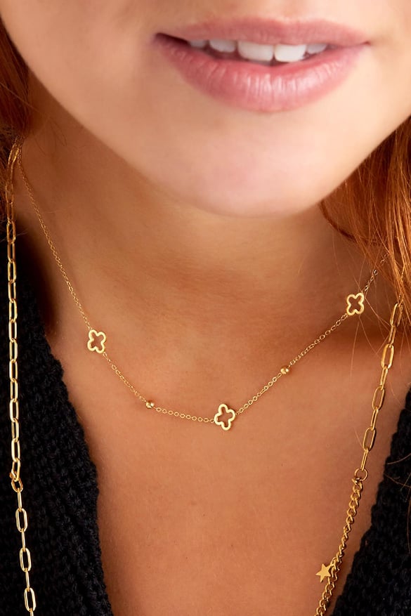 Collana trifogli aperti Gold Stainless Steel
