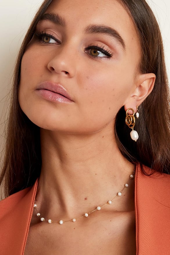 Necklace sweet pearl  Gold Color Stainless Steel
