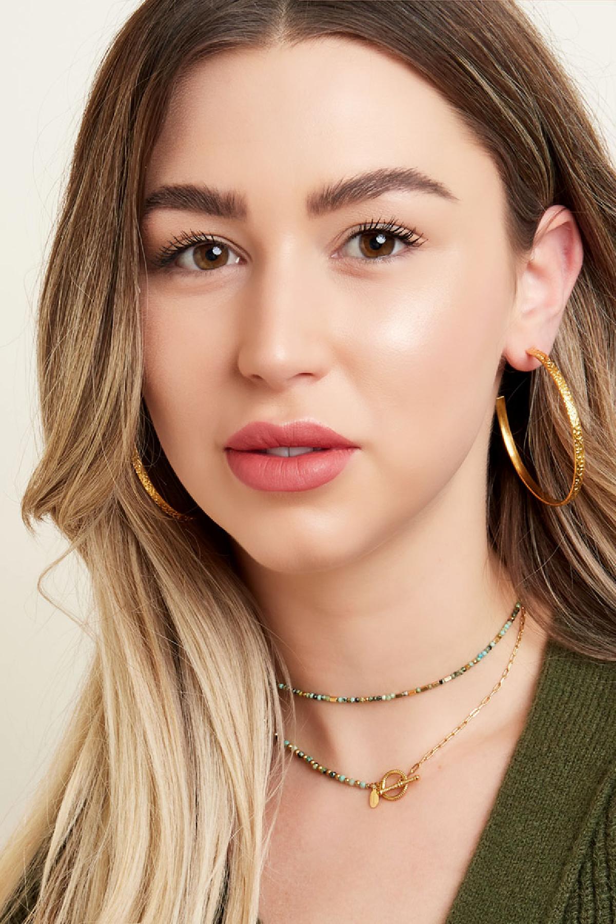 Colorful beaded necklace Grey & Gold Color Stainless Steel h5Picture2