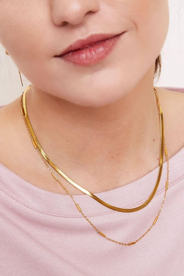 Catena in acciaio inossidabile a doppia catena Gold Stainless Steel 2
