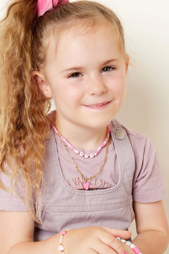 Kids - hearts necklace - Mother-Daughter collection Rose polymer clay