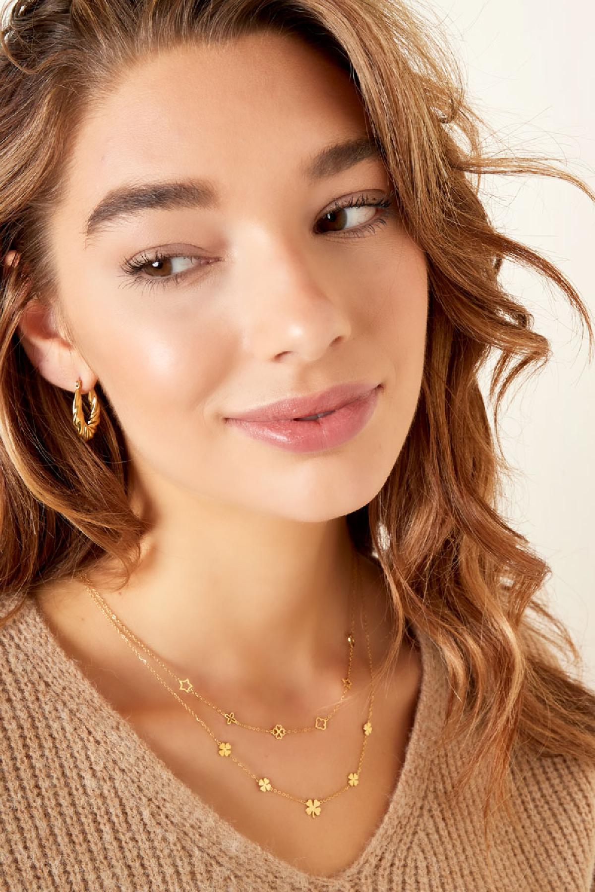 Necklace 5 clovers Gold Color Stainless Steel