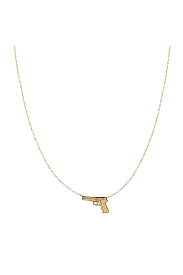 collana con pendente a forma di pistola in acciaio inossidabile - colore oro