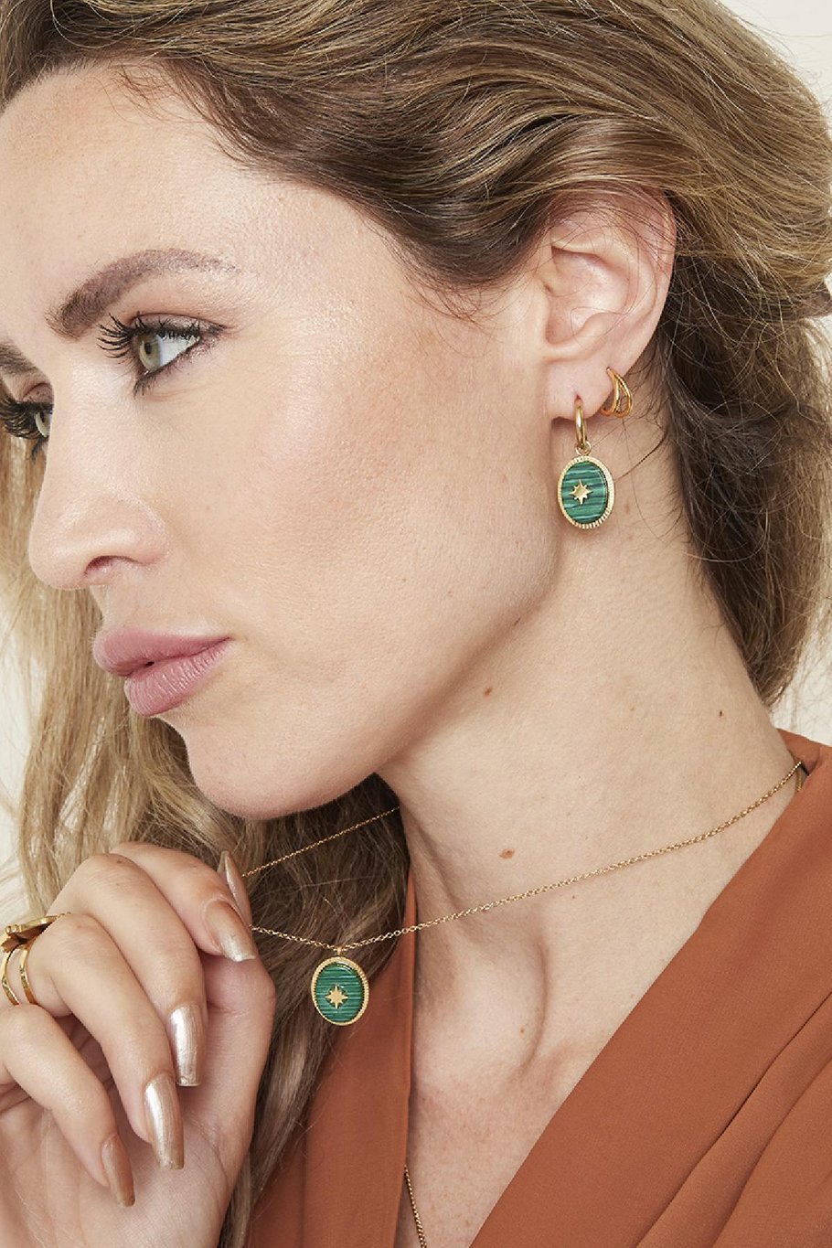 Ketting Stoned Groen Stainless Steel Afbeelding4