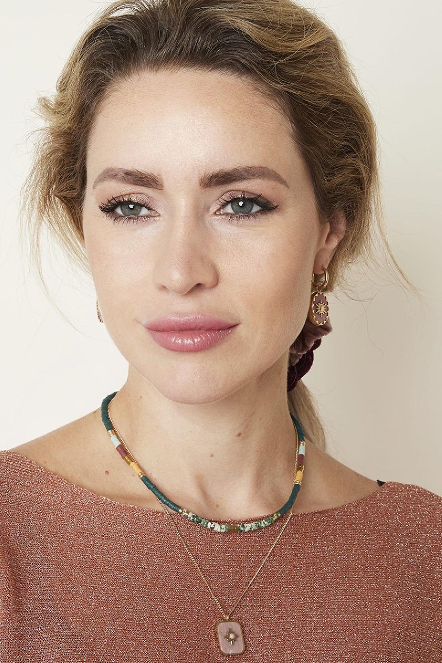 Necklace Cheer Up Your Day Wijnrood Rubber h5Afbeelding5