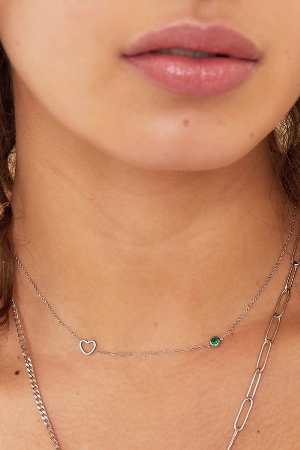 Collar con piedra natal diciembre plata Azul oscuro Acero inoxidable