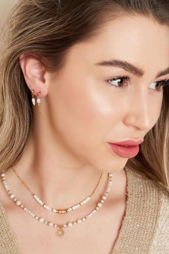 Pearl necklace with star pendant Gold Color Stainless Steel