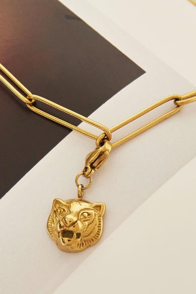 DIY Clasp Charm Tiger Silber Edelstahl h5 Bild2