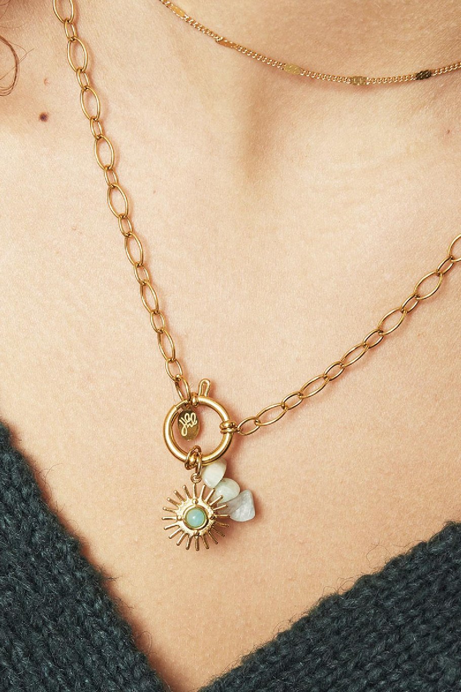 DIY Charm Sun Color dorado Acero inoxidable Imagen2