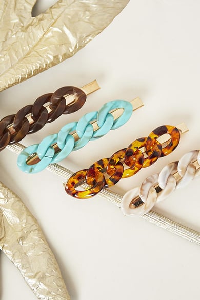 Haarklammer Big Chain Blau Resin h5 Bild2