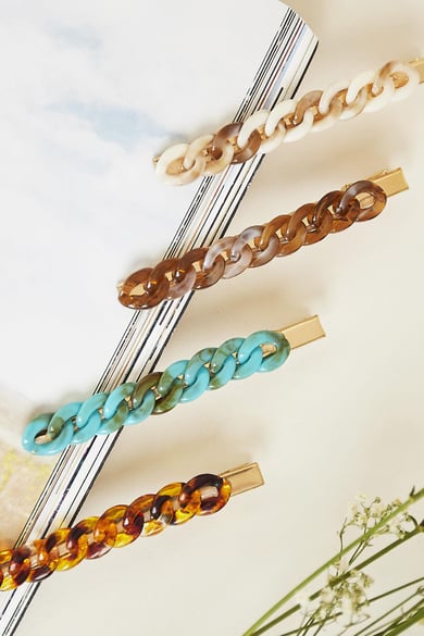 Haarklem Small Chain Blauw Resin h5 Afbeelding2