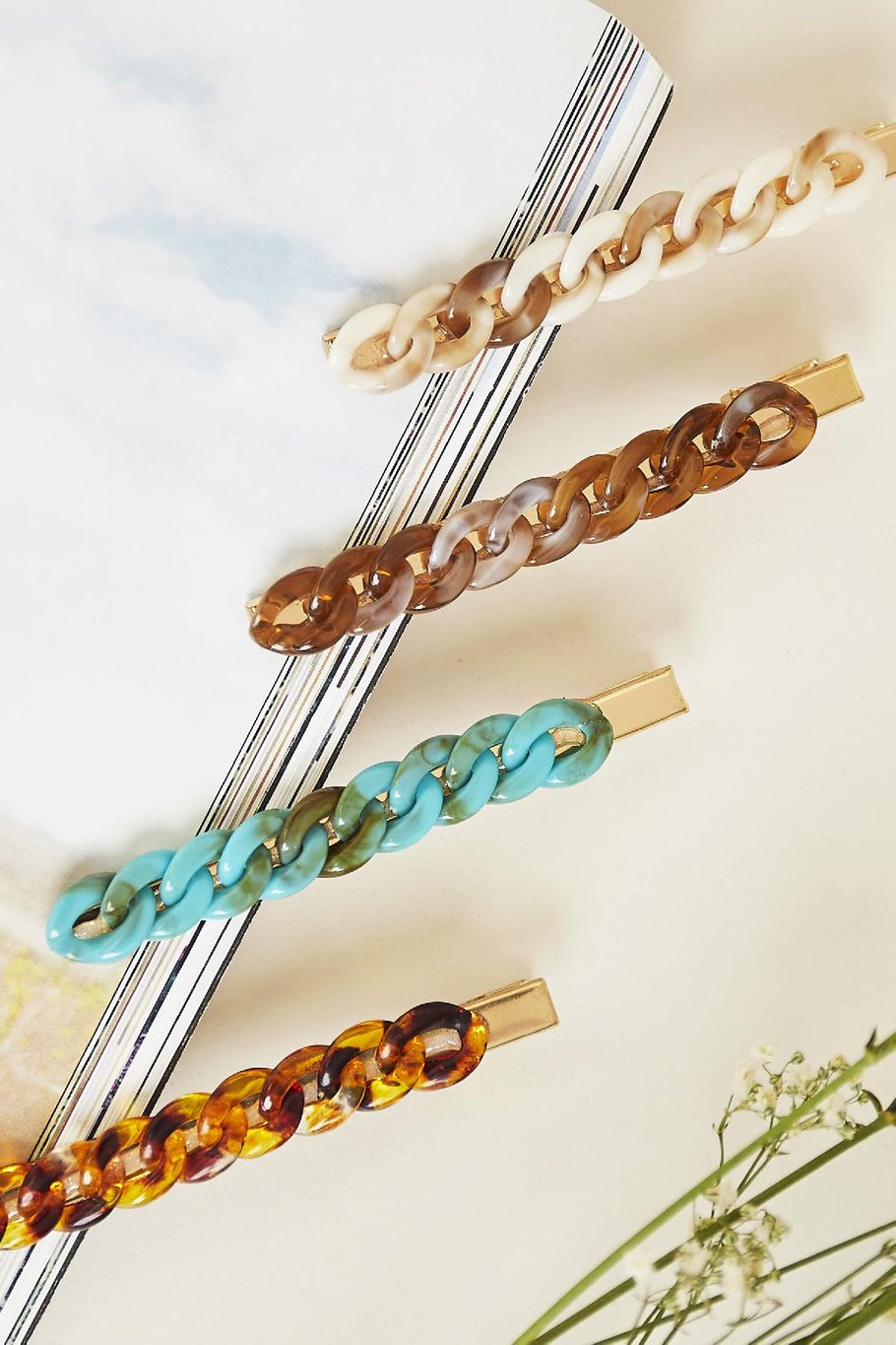 Haarklem Small Chain Blauw Resin Afbeelding2