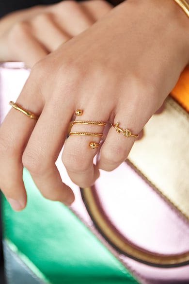 Pinkring roos Goud kleur Stainless Steel 14 h5 Afbeelding2