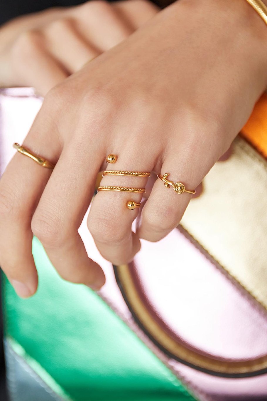 Pinkring roos Goud kleur Stainless Steel 14 Afbeelding2