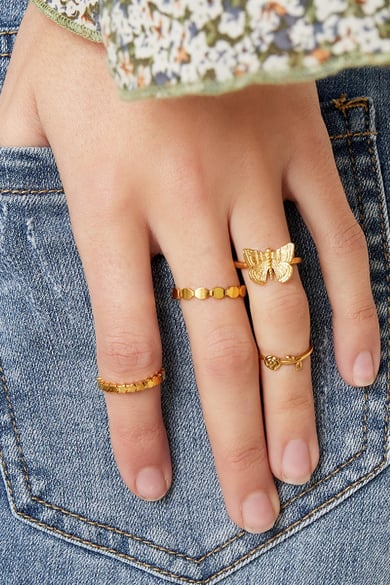 Rostfrei Stahl Ringe Ovale Goldfarbe Edelstahl One size h5 Bild2