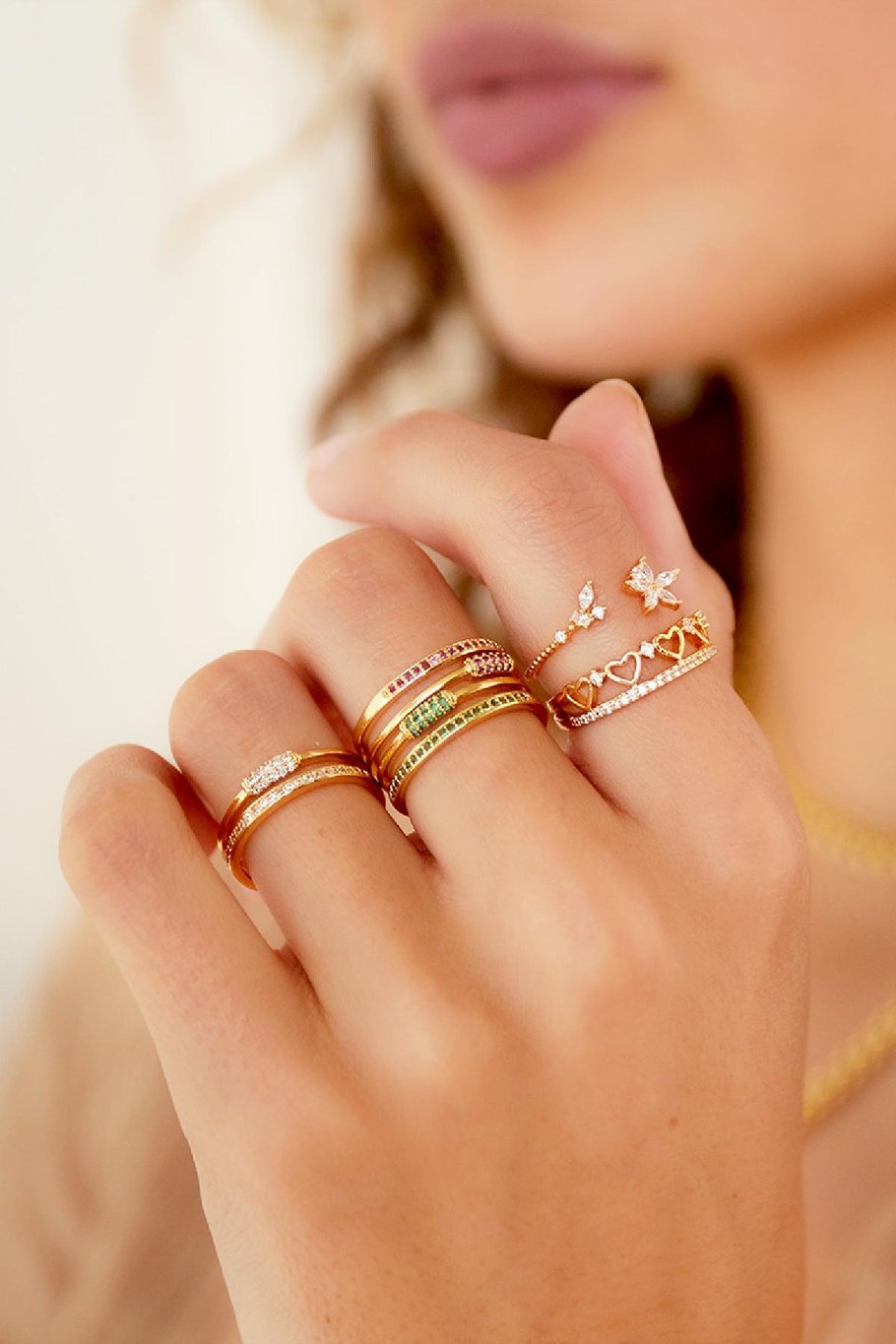 Ring Multi Hearts Gold Color Copper One size Picture2