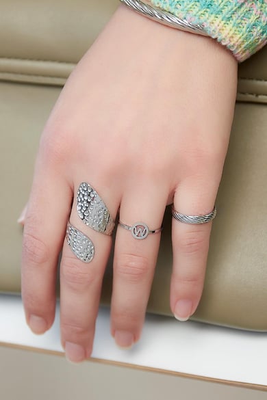 Stainless steel ring initial A Silver color h5 Picture2