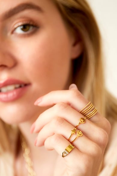 Bague ajustable étoile ouverte Couleur or Acier inoxydable One size h5 Image3