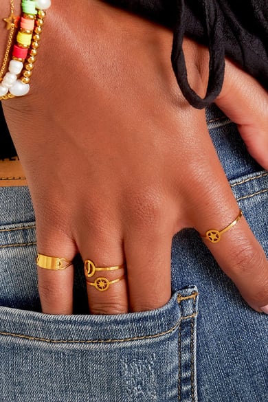 Bague ajustable étoile ouverte Couleur or Acier inoxydable One size h5 Image2