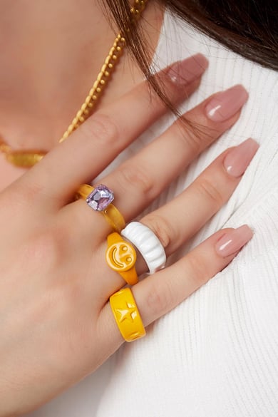 Cara sonriente de anillo de caramelo Negro Metal One size h5 Imagen2