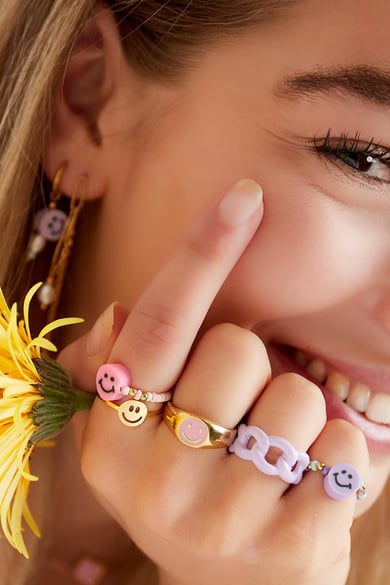 Anillo de Acero Inoxidable Smiley Original Color dorado One size h5 Imagen2
