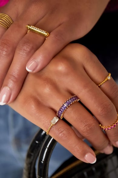 Ring rechthoek twist Goud kleur Stainless Steel 16 h5 Afbeelding2