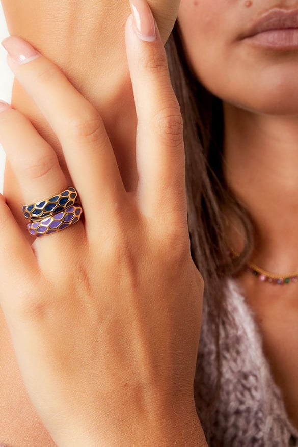 Ring Giraffenmuster Lila Edelstahl 16