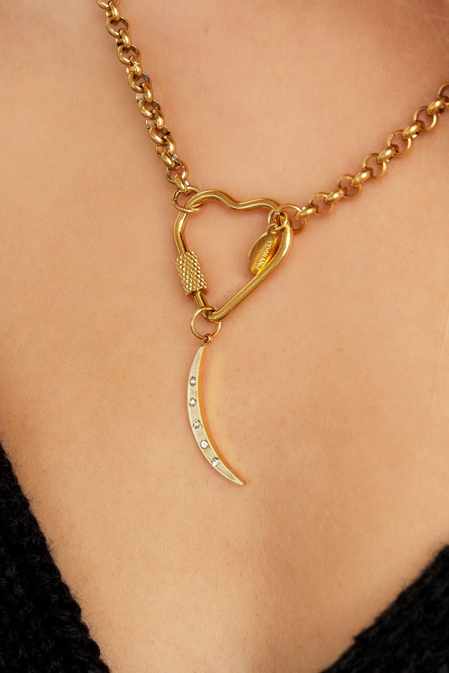 stainless steel crescent moon charm  Picture2