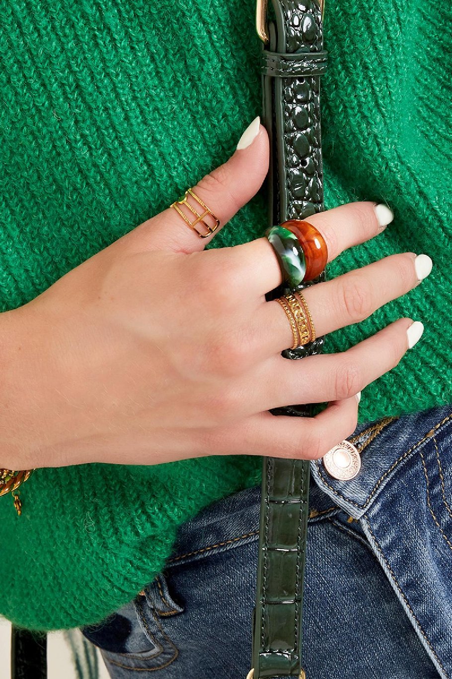 Anillo de resina polivinílica redondo Verde 17 Imagen3