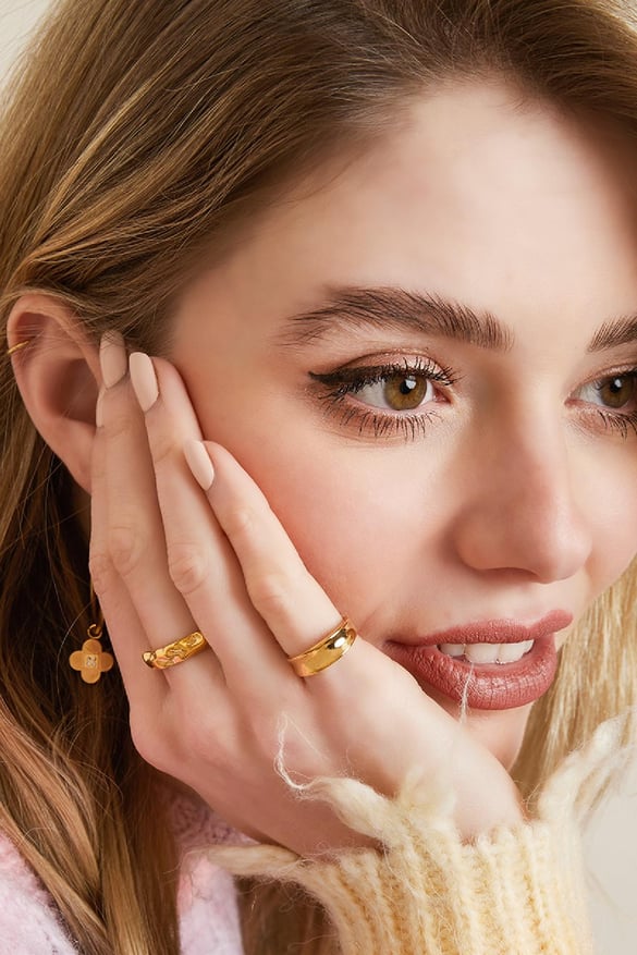 Paslanmaz Çelik Yüzük Gold Stainless Steel 15 2