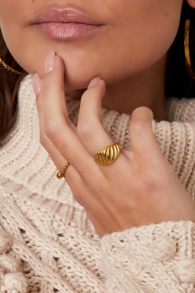 Baquette-Ring Goldfarbe Edelstahl 16 h5 Bild3
