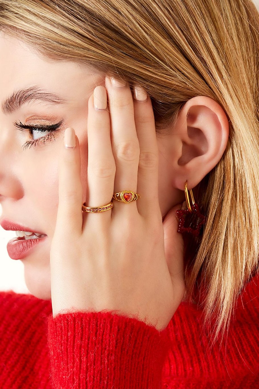Edelstahlring mit Zirkonsteinherz Lila 16 Bild2