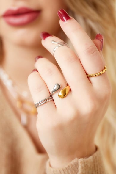Bicolored stainless steel ring Ring Ring Gold Color One size h5 Picture3