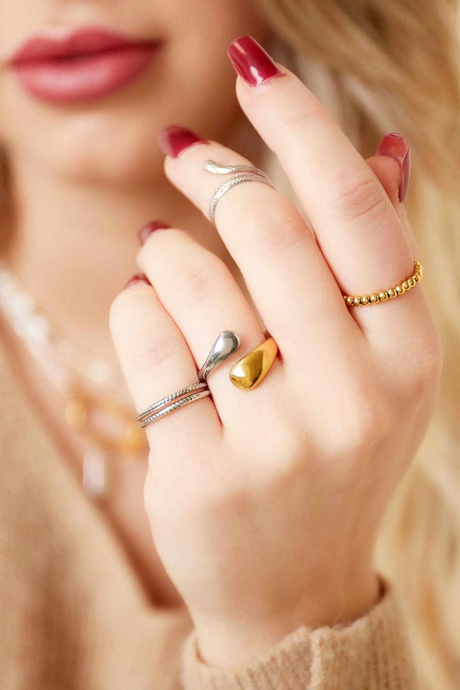 Bicolored stainless steel ring Ring Ring Gold Color One size Picture3