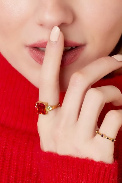 Statement-Ring mit großem Zirkonstein Goldfarbe Edelstahl 16 h5 Bild2
