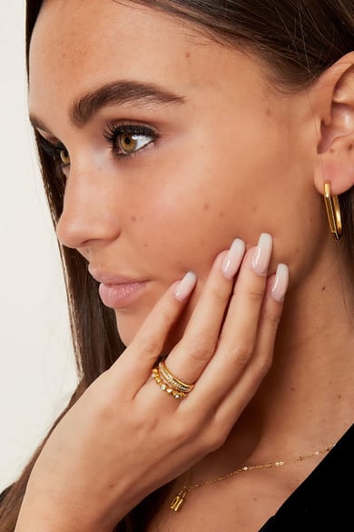 RVS ring met kleine zirkonia steentjes Goud kleur Stainless Steel 16 h5 Afbeelding2