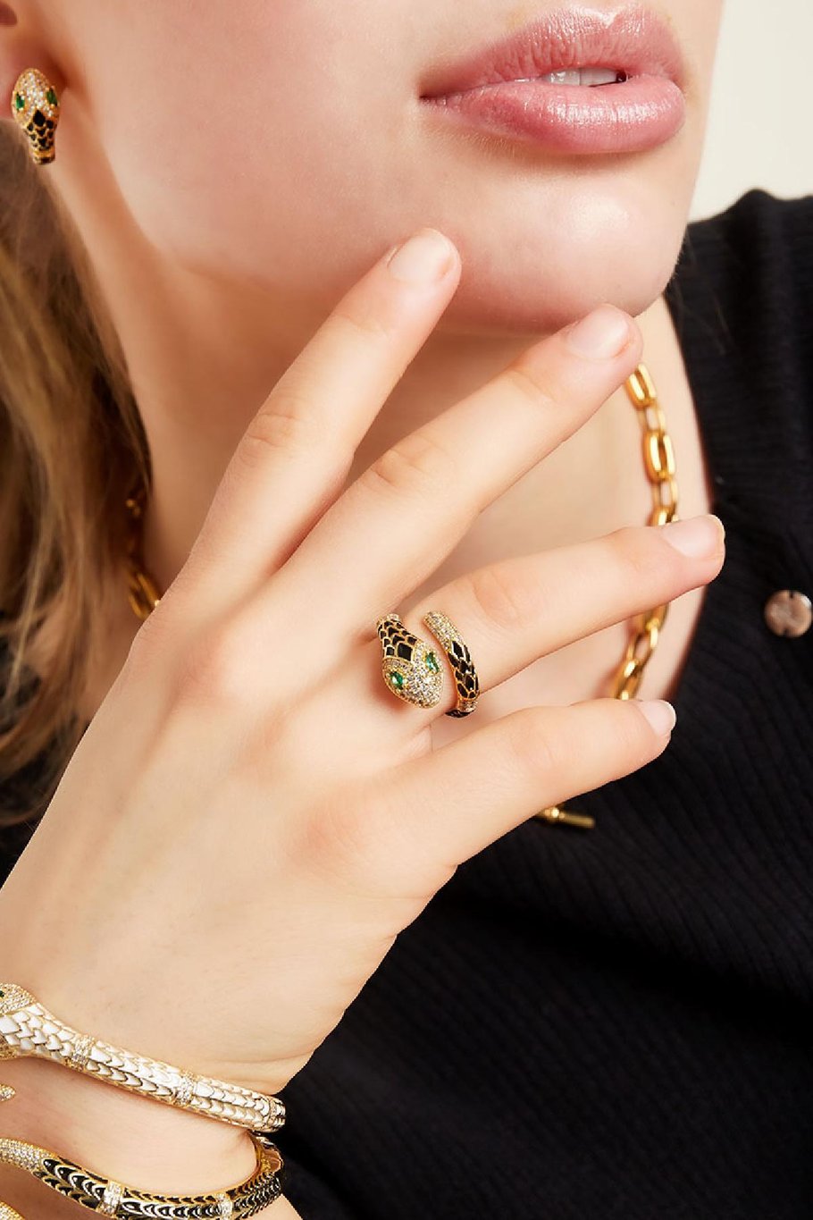 Ring detaillierte Schlange Rosa Kupfer One size Bild3