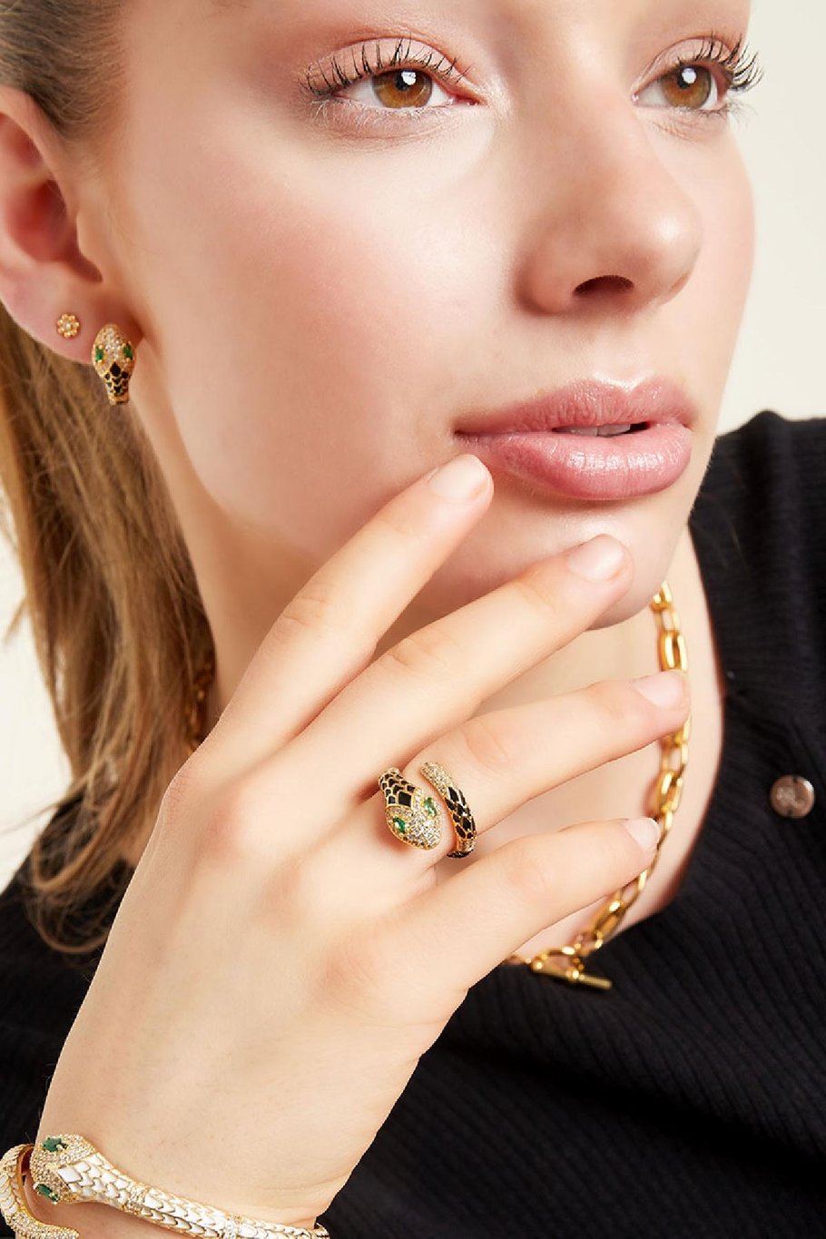 Ring detaillierte Schlange Rosa Kupfer One size Bild2