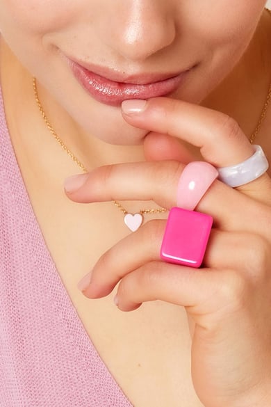 Anillo de poliresina rosa neón Rosado 18 h5 Imagen3