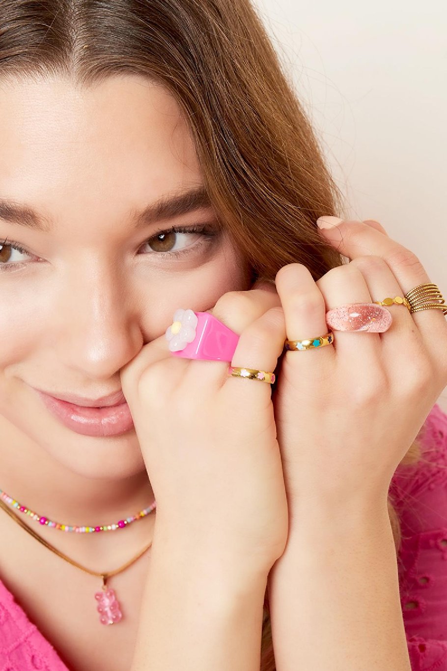 Poly resin ring sparkle Pink 18 Picture3