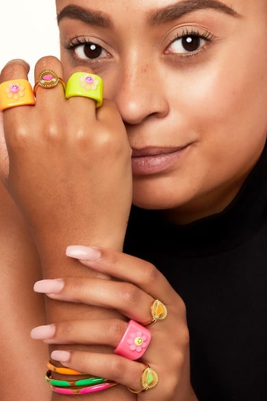 Bloem snoep ring Oranje Resin One size h5 Afbeelding2