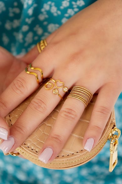 Conjunto de anillo con piedra de nacimiento de Color dorado 12 Acero inoxidable One size h5 Imagen3