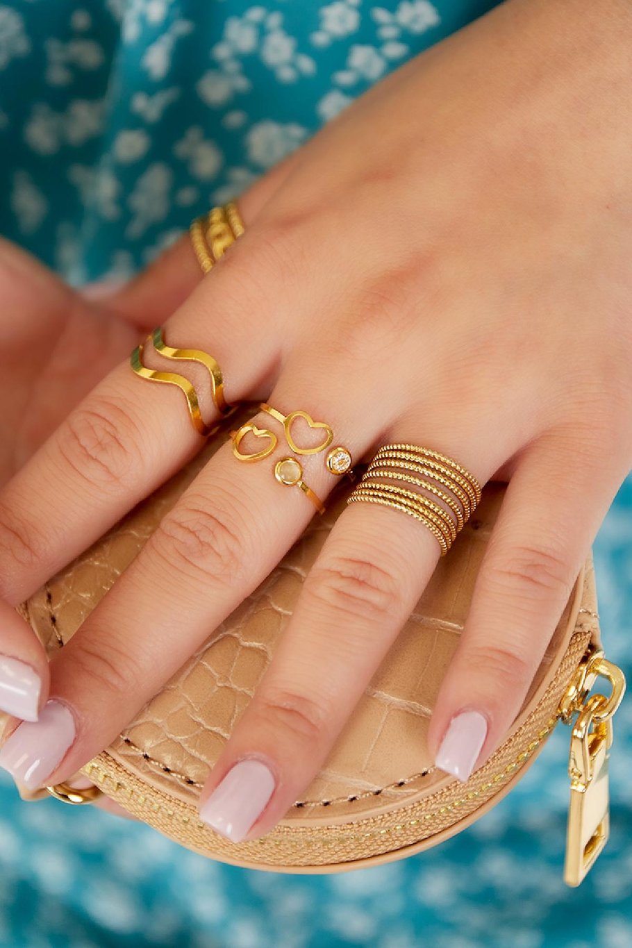 Conjunto de anillo con piedra de nacimiento de Color dorado 12 Acero inoxidable One size Imagen3