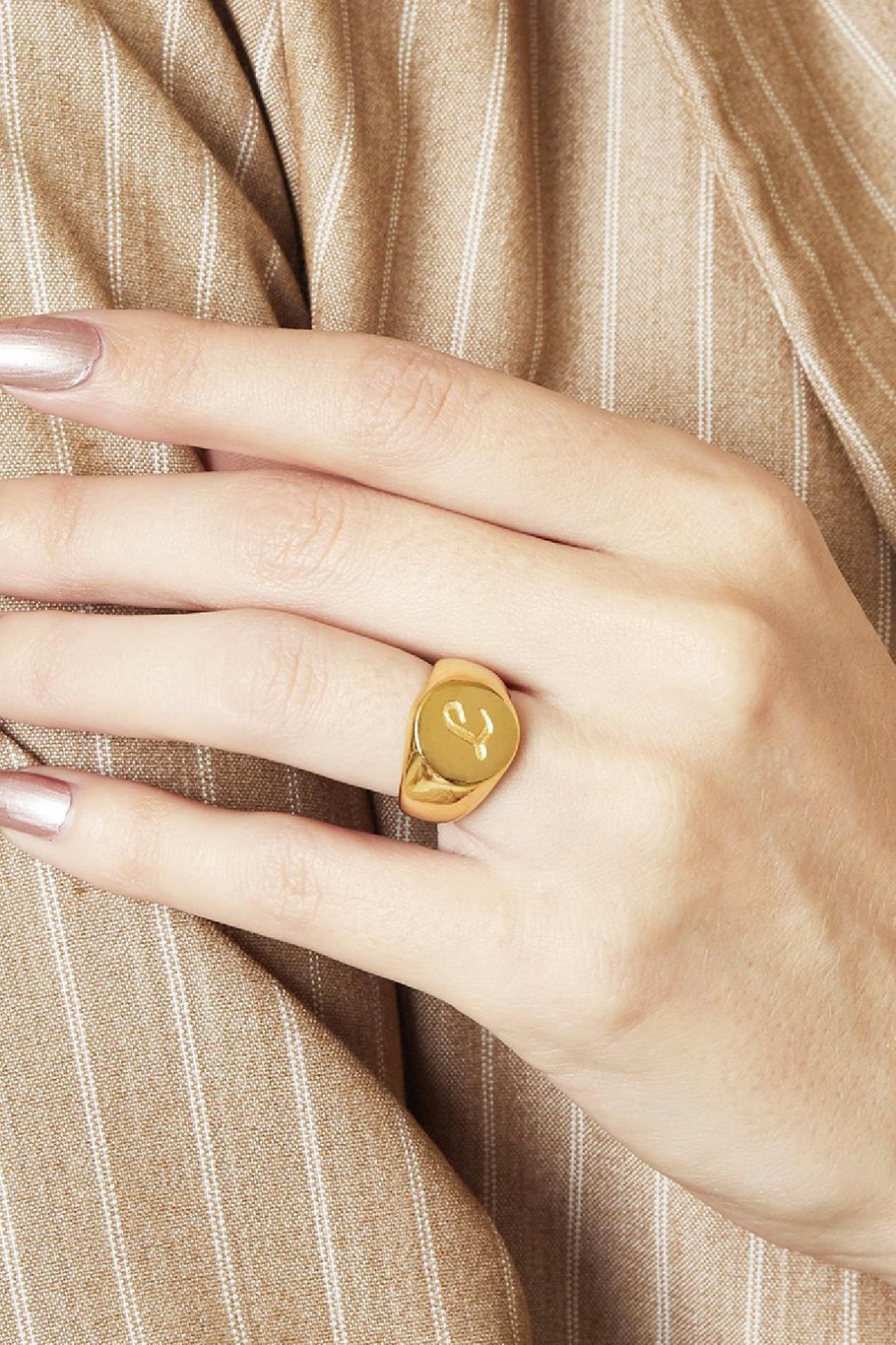 Ring Initial Z Signet Ring #16 Couleur or Acier inoxydable Image2