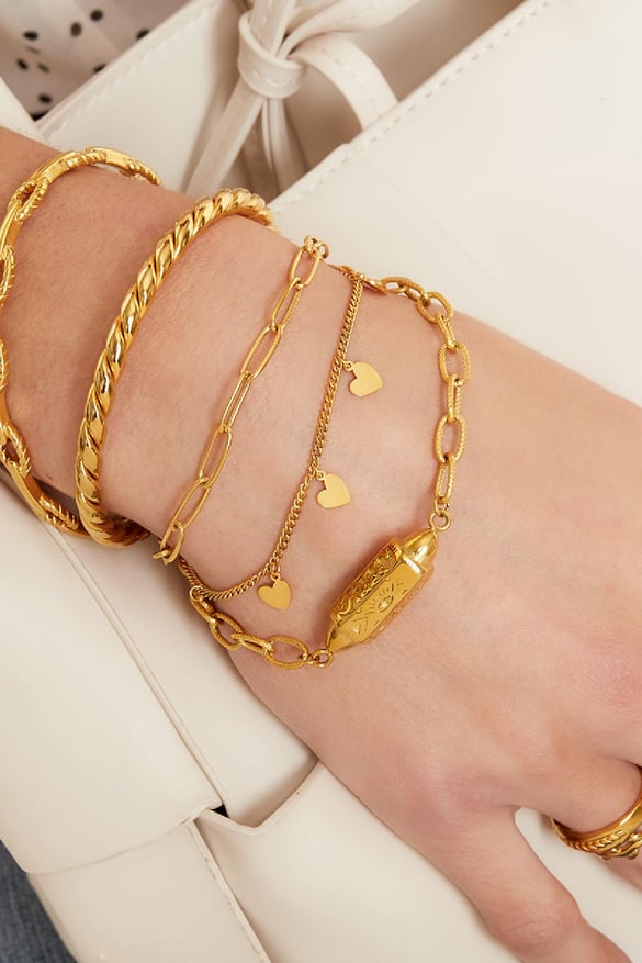 Armbandkette Herz Silber Edelstahl