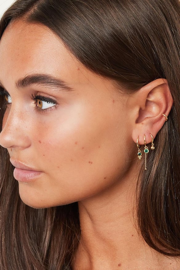 Earrings Set Four In a Row Silver Color Copper